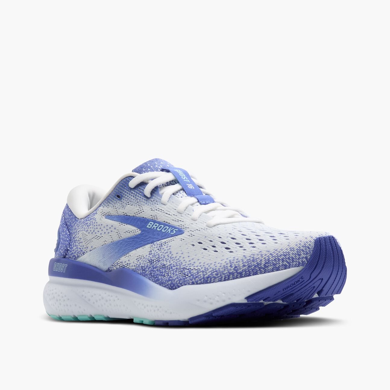 Brooks Women's Ghost 16 - White/Amparo Blue/Limpet Shell - Interval Running