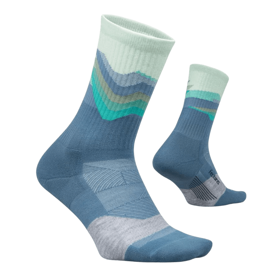 Feetures Trail Max Cushion Mini Crew – Tectonic Blue - Interval Running