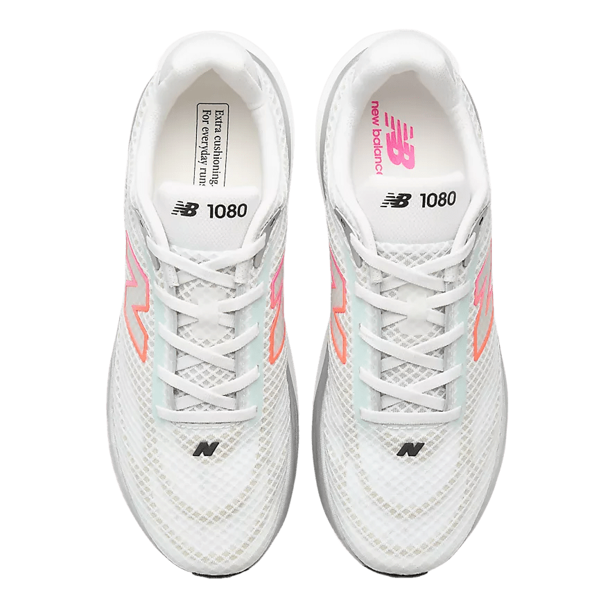 New Balance Men's 1080v15 Breathe Shoes - WHITE / PINK HEAT / TANGERINE HEAT - Interval Running