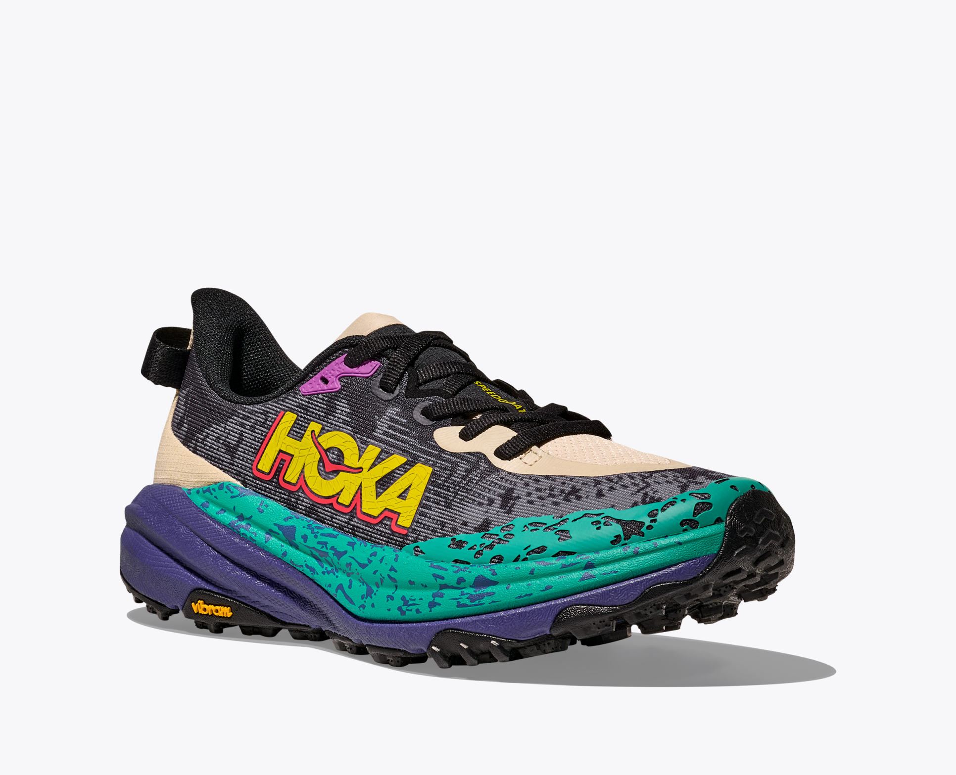 Hoka Women's Speedgoat 6 - Oatmeal / Mountain Iris