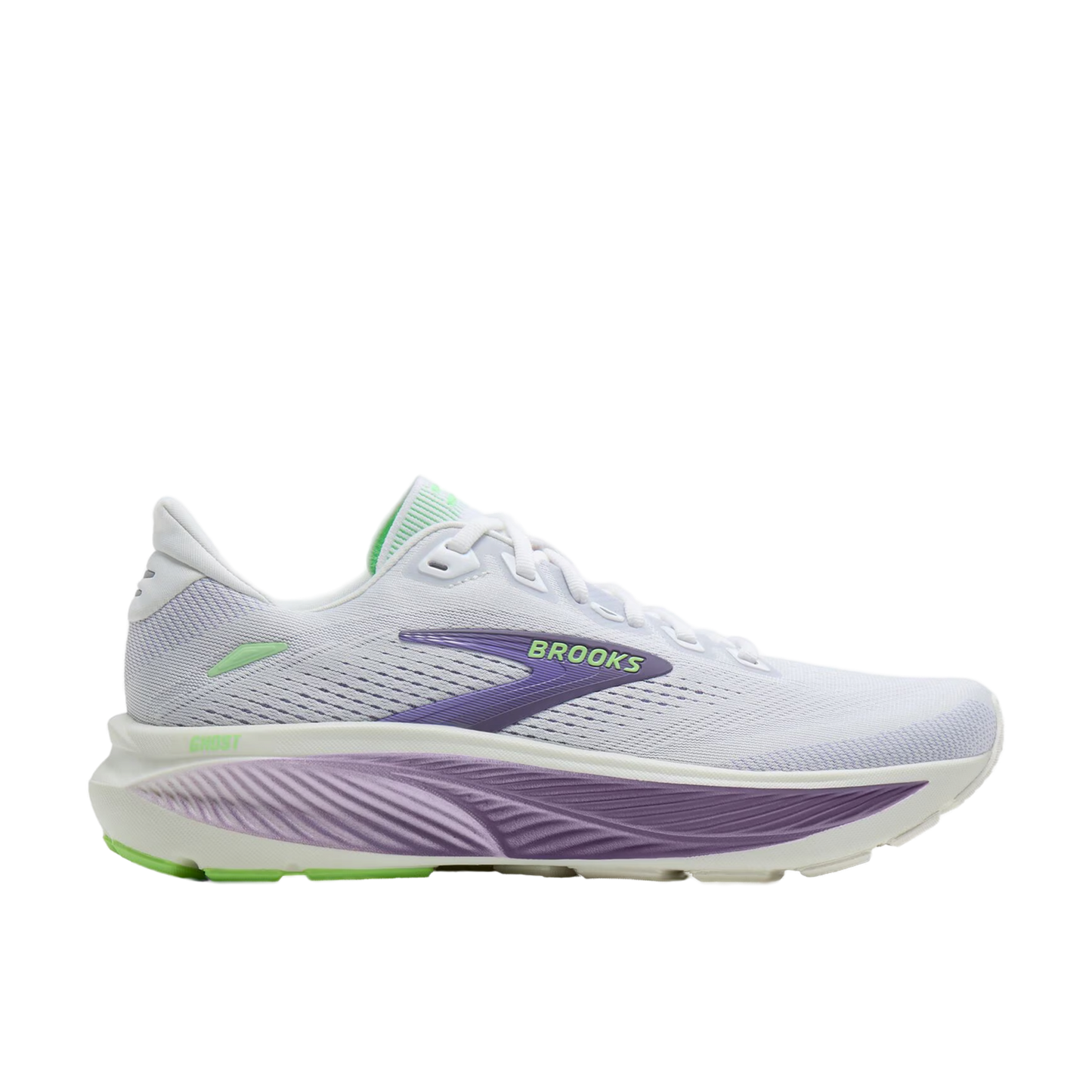 Brooks Women's Ghost 18 – White/Purple Hebe/Green