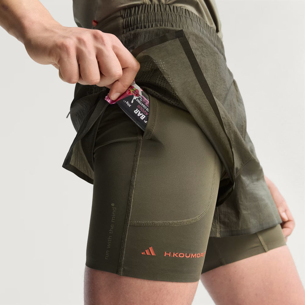 Adidas Adi365 H.Koumori Running 2-In-1 Shorts - Olive Strata