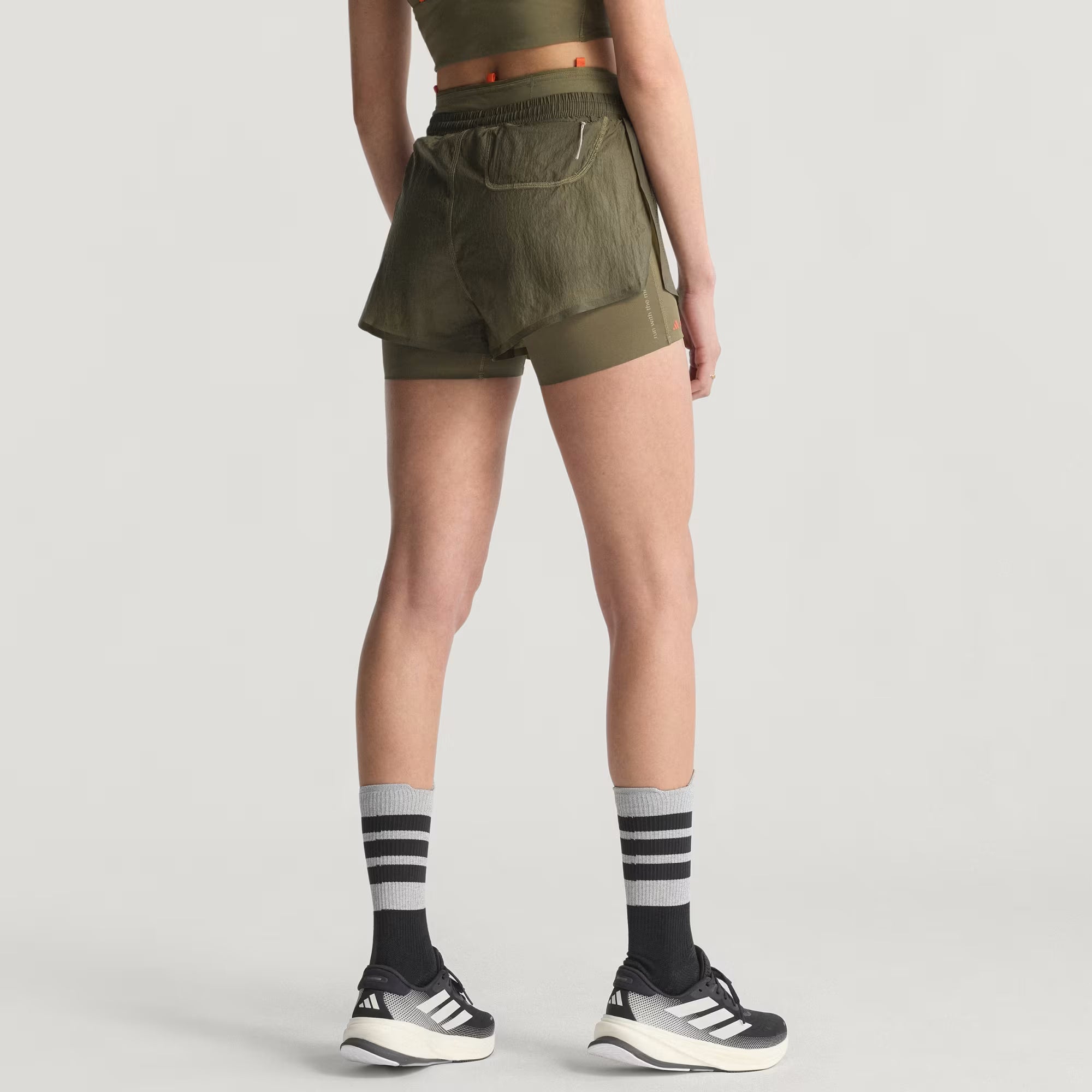 Adidas Women's Adi365 H.Koumori Running 2-in-1 Shorts - Olive Strata