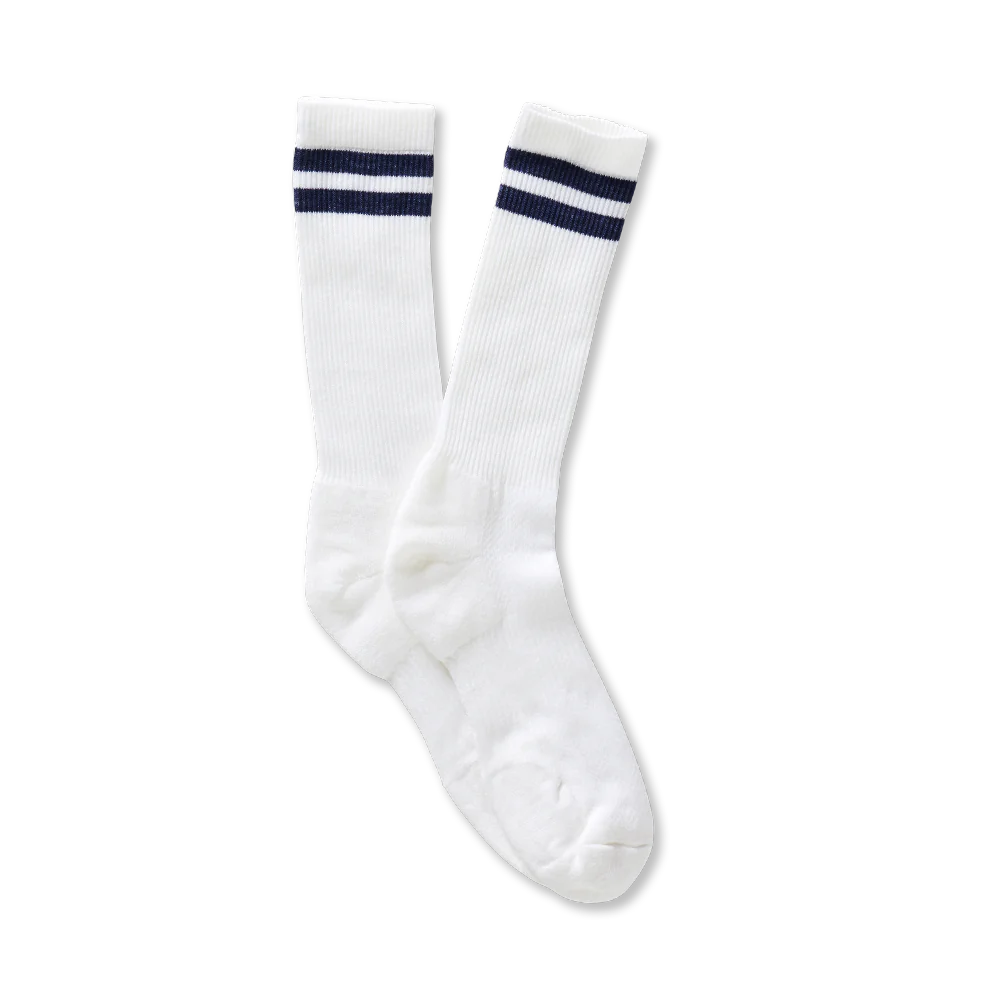 Tracksmith Merino Tube Sock - White / Navy