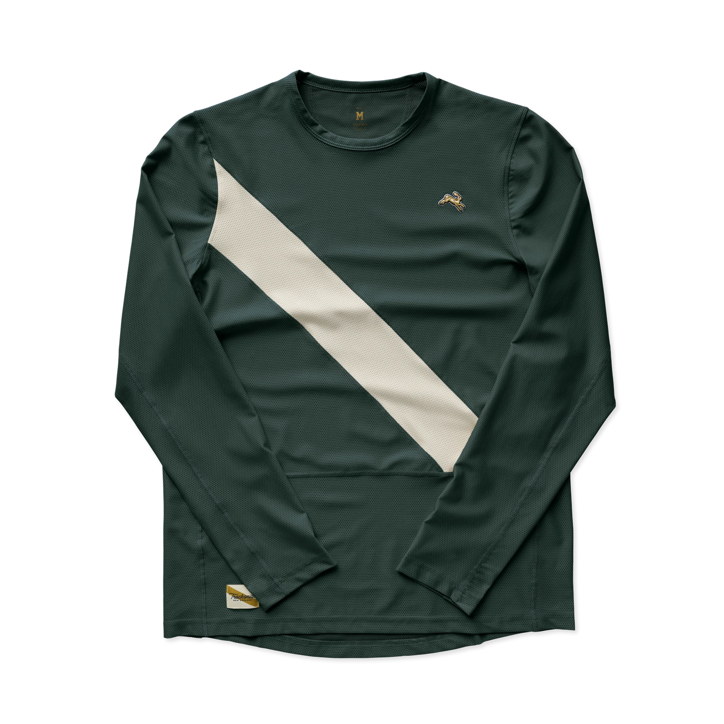 Tracksmith Men's Van Cortlandt Long Sleeve Tee - Emerald/Ivory