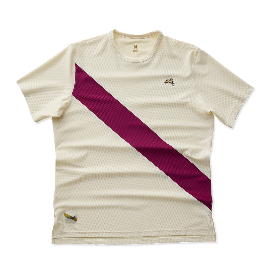 Tracksmith Men’s Van Cortlandt Tee - Ivory / Raspberry