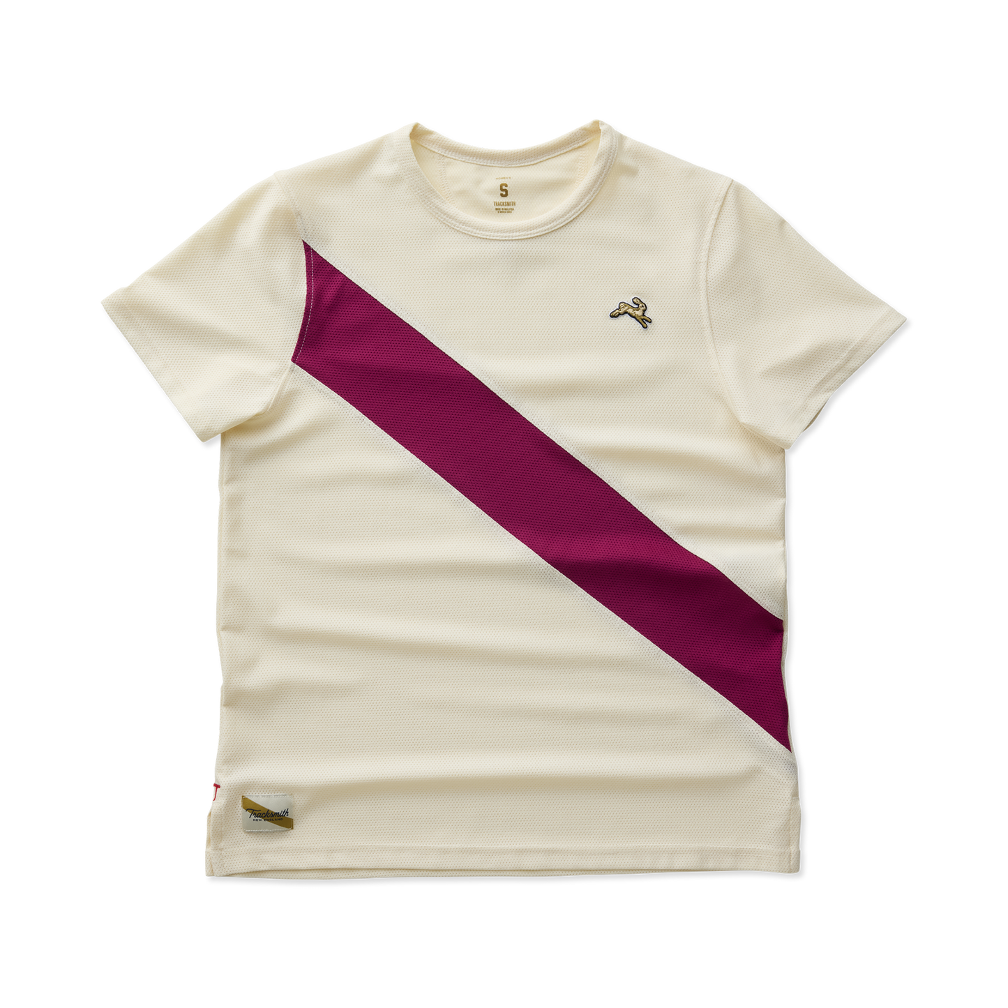 Tracksmith Women's Van Cortlandt Tee - Ivory / Raspberry