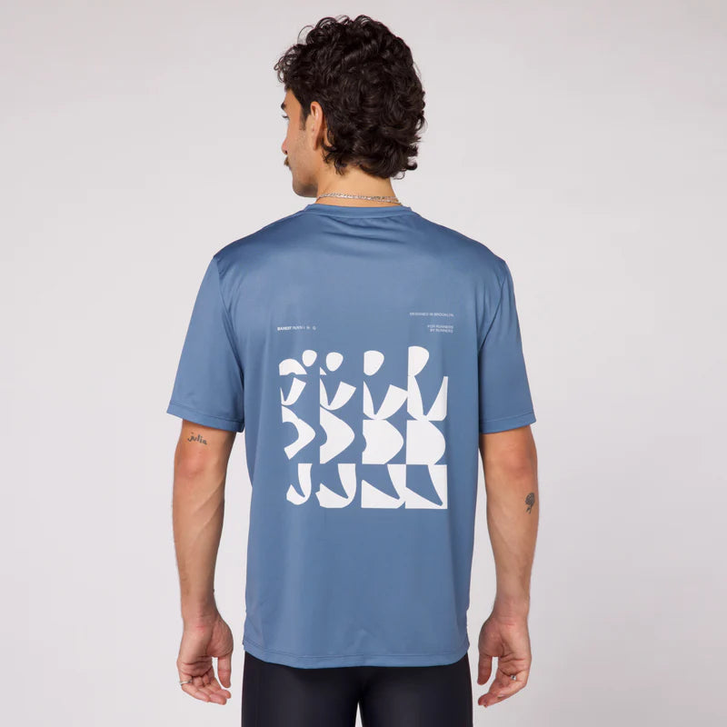 Runner Grid Drift™ Performance Tee - Steel Blue