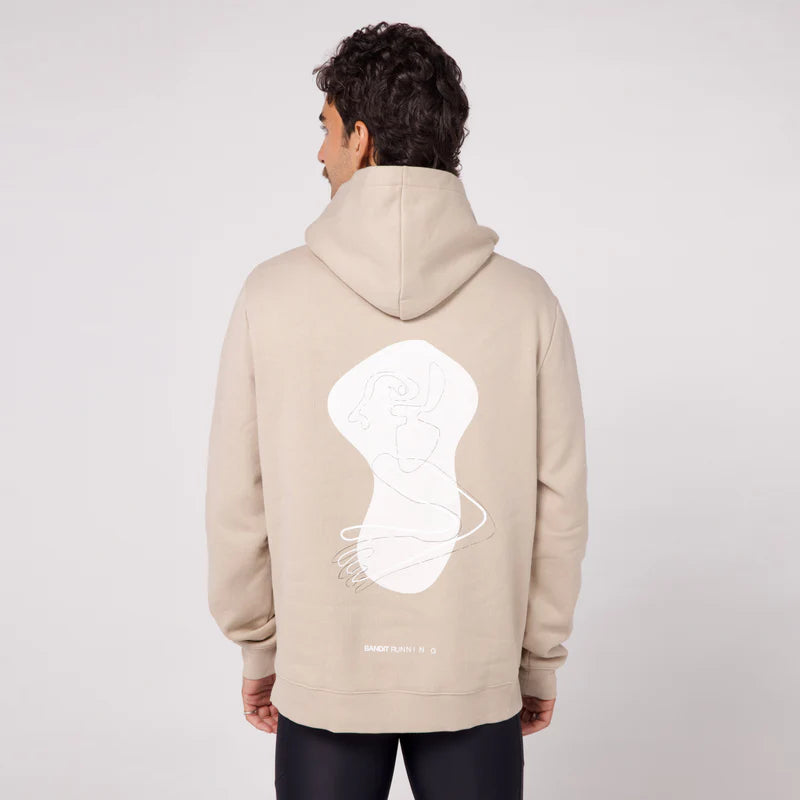 The Cotton Fleece Abstract Thinker Hoodie - Unisex Stone