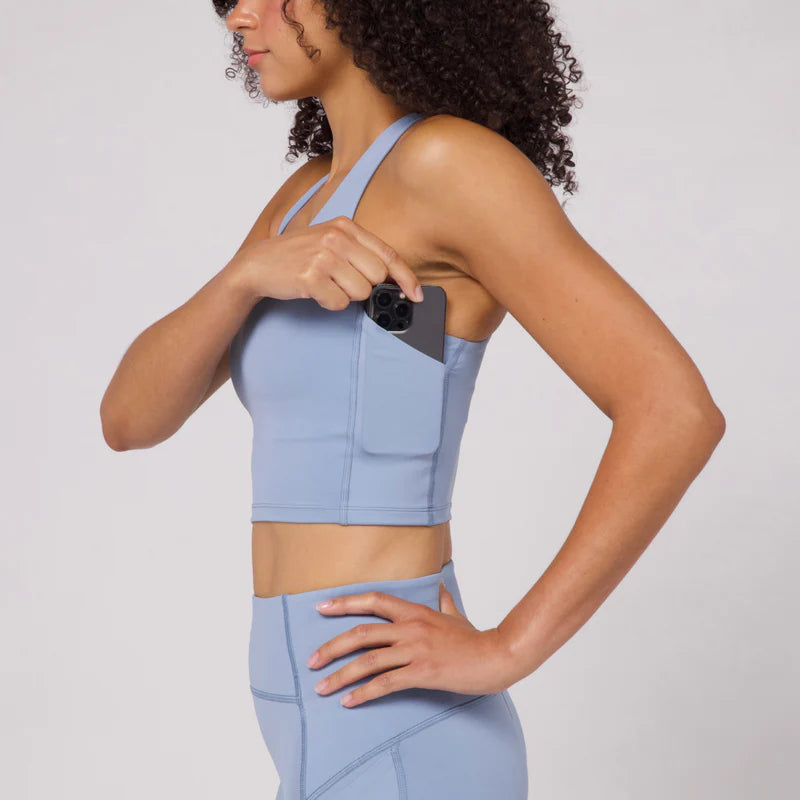 Bandit Stamina™ Scoop Neck Race Crop - Smokey Blue