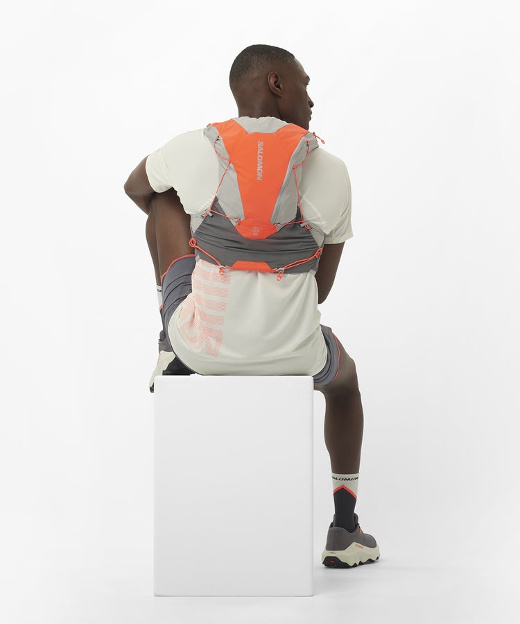 Salomon Advance Skin 12 Running Vest - CASTELROCK / ALLOY / NEON FLAME