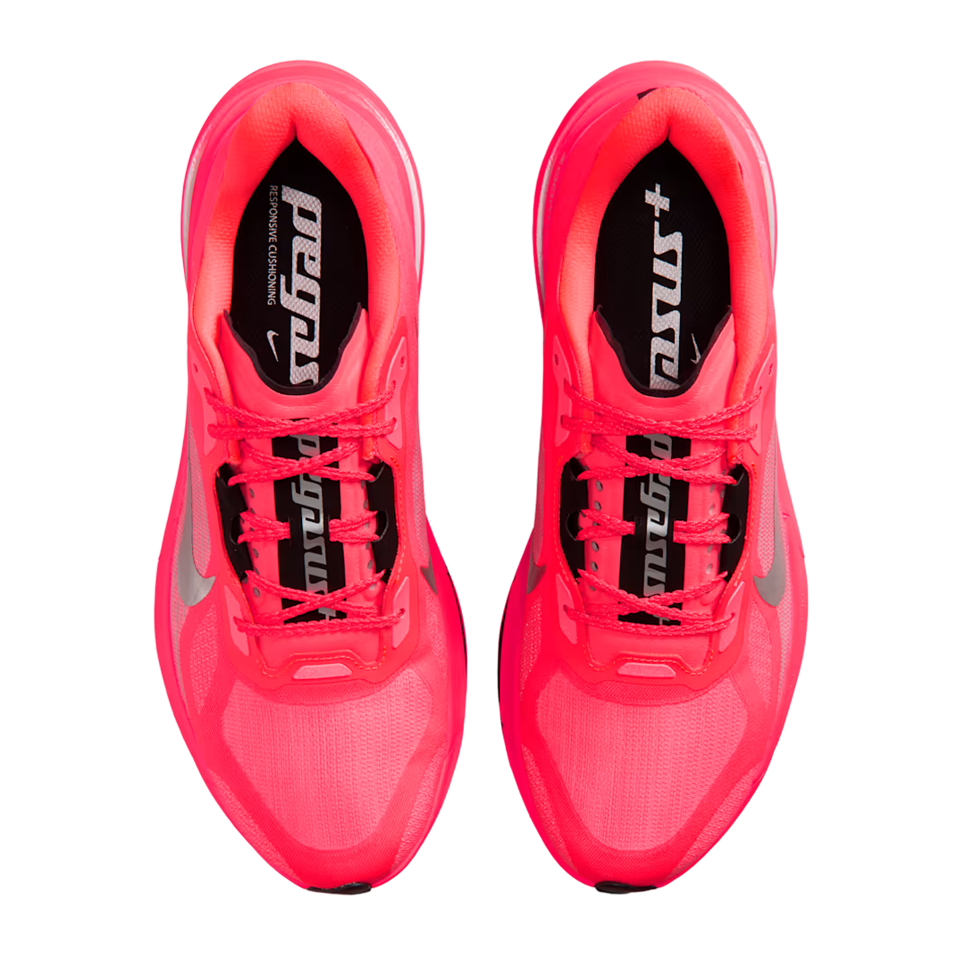Nike Men's Pegasus Plus 2 – Flash Crimson/Black/Light Smoke Grey/Metallic Silver