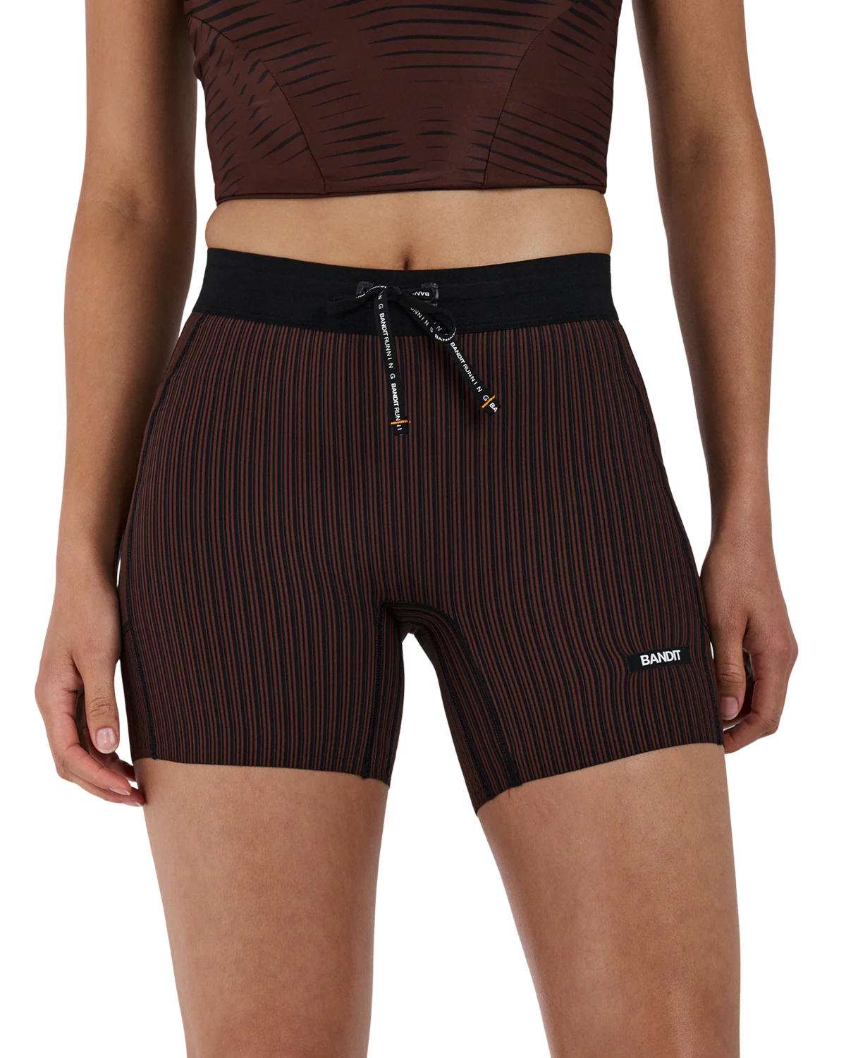 Bandit Women's Striped Cadence™ 5" Compression Shorts - Cacao / Black