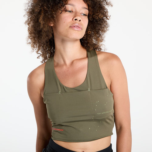 Adidas Adi365 H.Koumori Running Crop Top - Olive - Interval Running