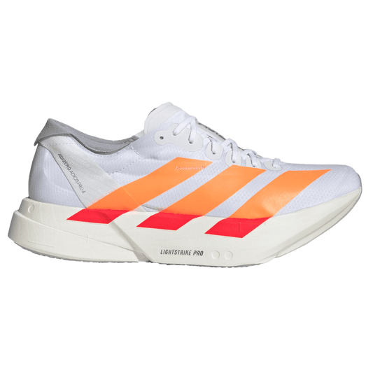 Adidas Men's Adizero Adios Pro 4 - White/Lucid Orange/Lucid Red - Interval Running