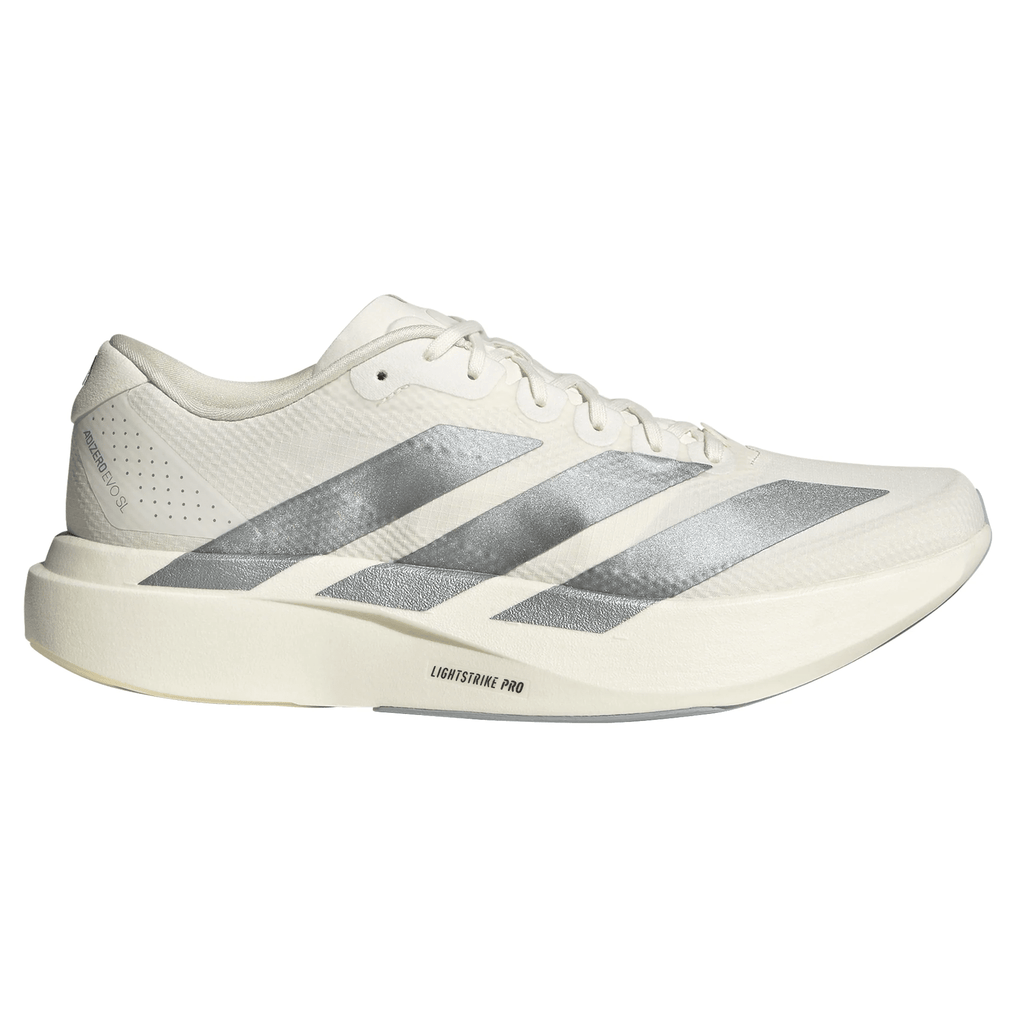 Adidas Men's Adizero Evo SL – Core White/Core White/Halo Silver - Interval Running