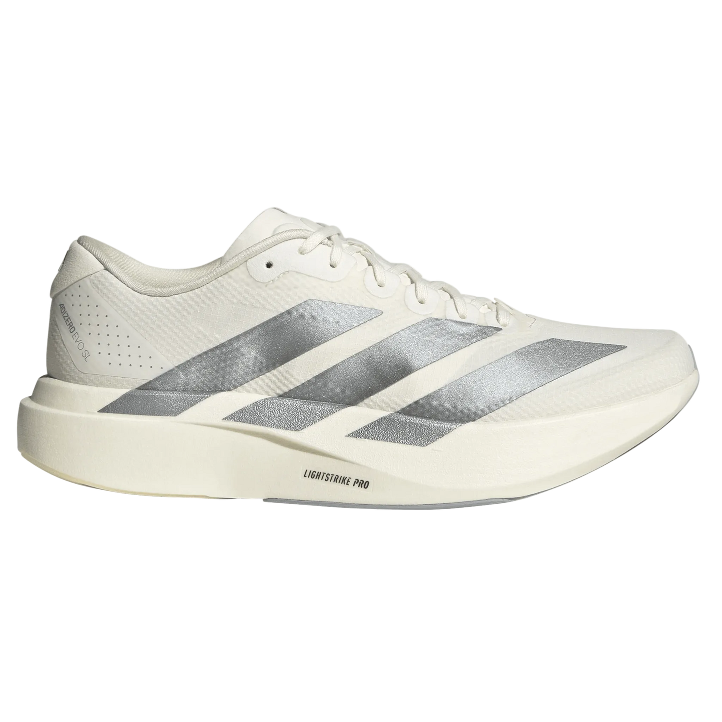 Adidas Men's Adizero Evo SL – Core White/Core White/Halo Silver - Interval Running