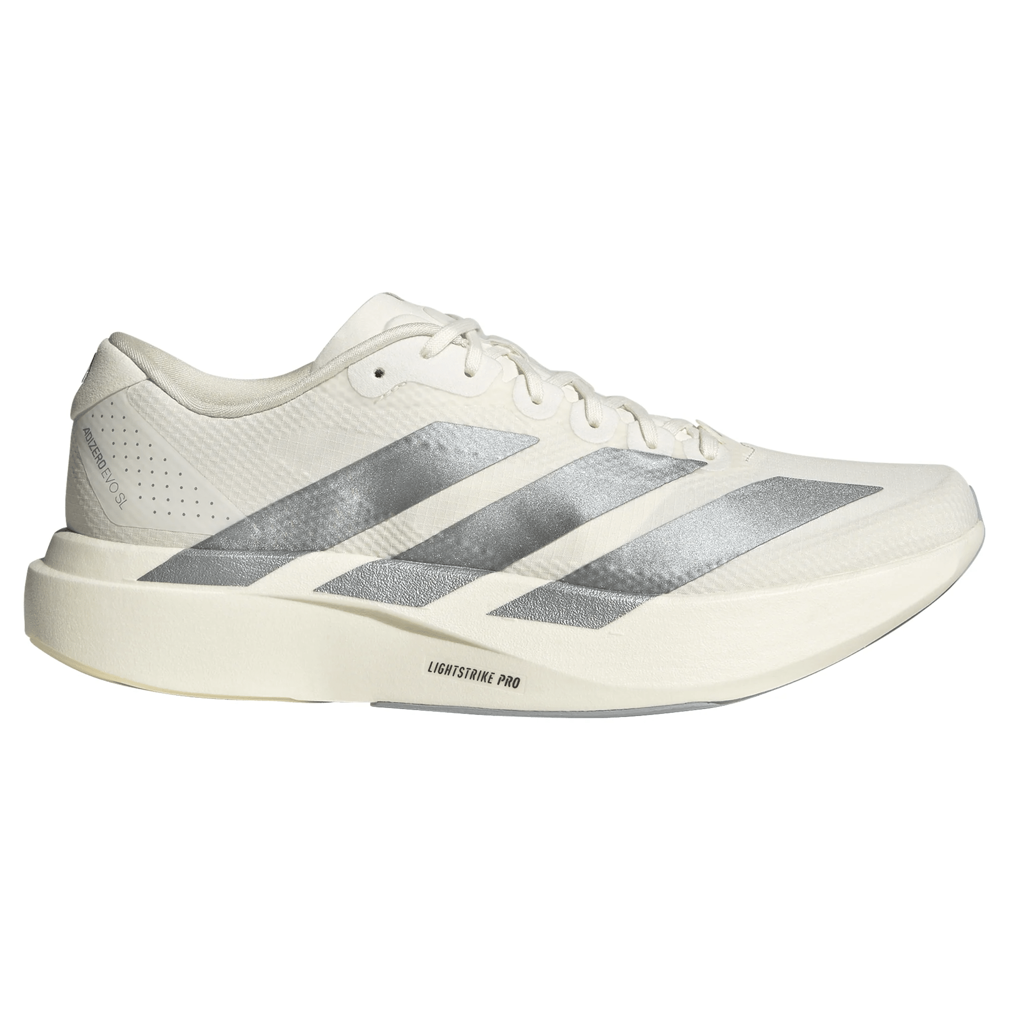 Adidas Men's Adizero Evo SL – Core White/Core White/Halo Silver - Interval Running