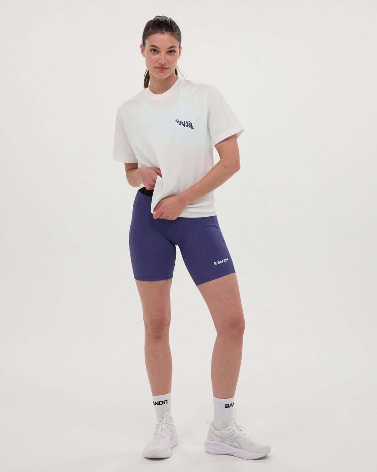 Bandit "Abstract Water" Cotton Tee, Unisex - White - Interval Running