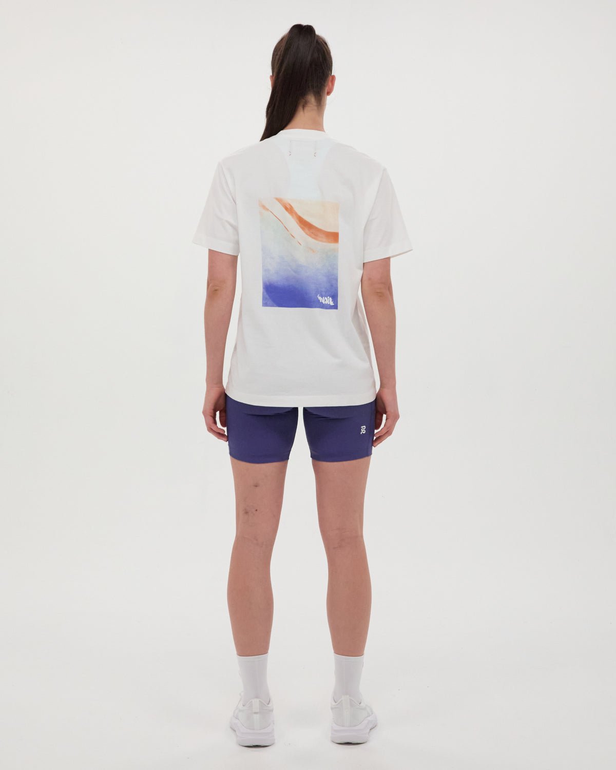 Bandit "Abstract Water" Cotton Tee, Unisex - White - Interval Running