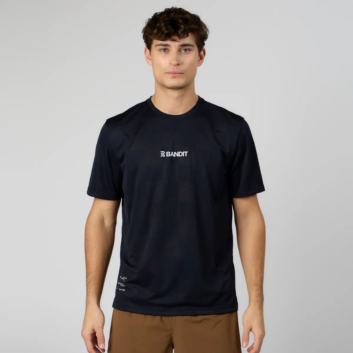 Bandit Cheque Jacquard Short Sleeve Tee - Black - Interval Running