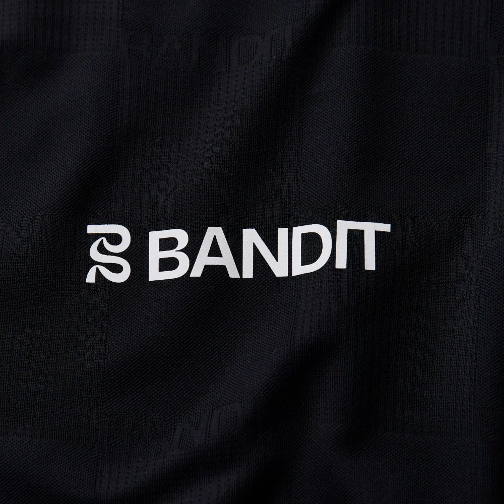 Bandit Cheque Jacquard Short Sleeve Tee - Black - Interval Running