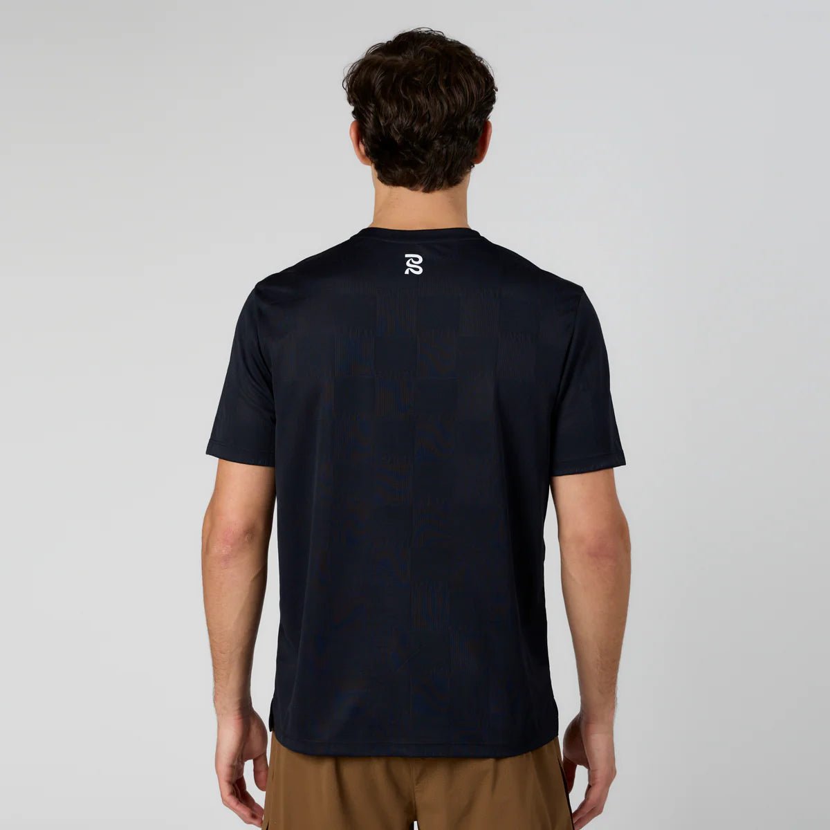 Bandit Cheque Jacquard Short Sleeve Tee - Black - Interval Running