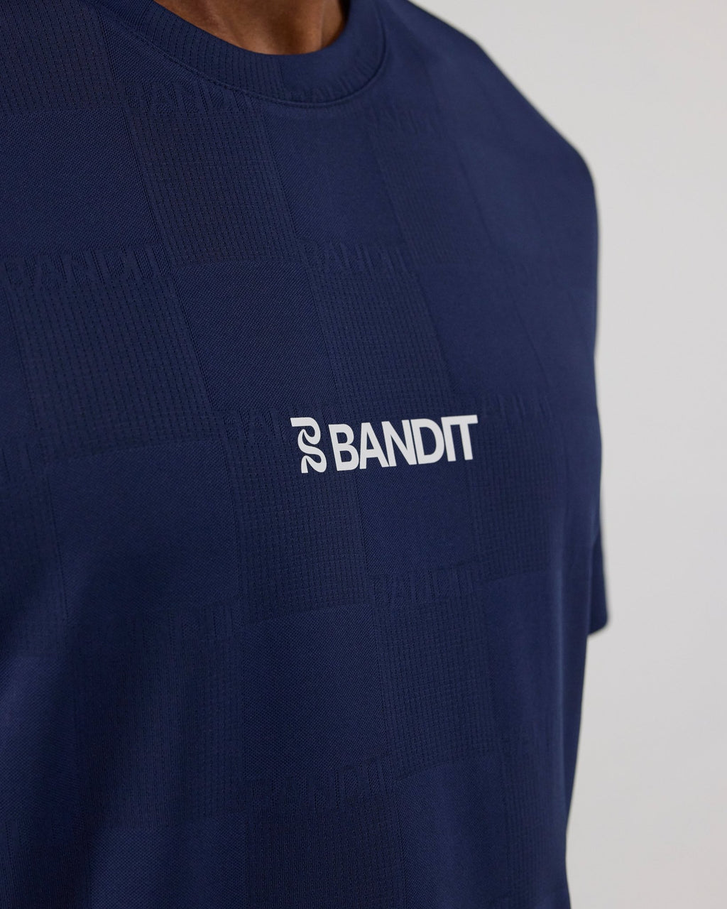 Bandit Cheque Jacquard Short Sleeve Tee - NY Navy - Interval Running