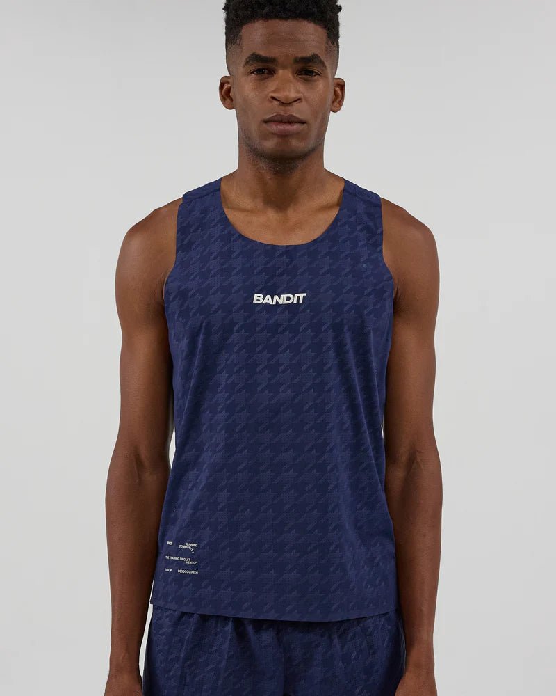 Bandit Embossed Vento™ Performance Singlet - NY Navy - Interval Running