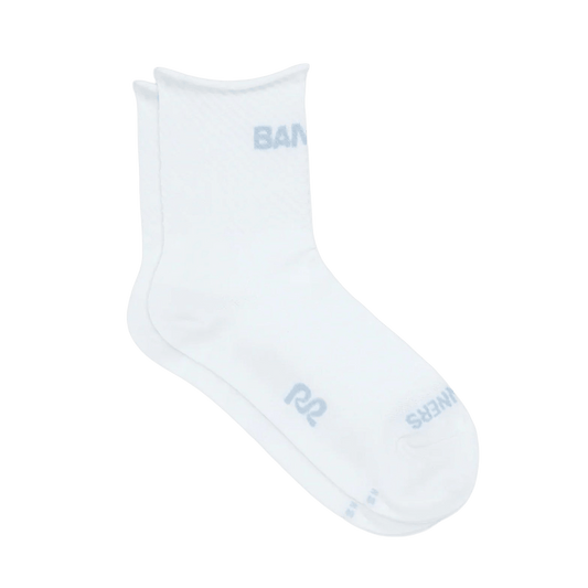 Bandit Lite Run™ Ribbed Quarter Sock - White with Pavilion Blue (2 Pack) - Interval Running