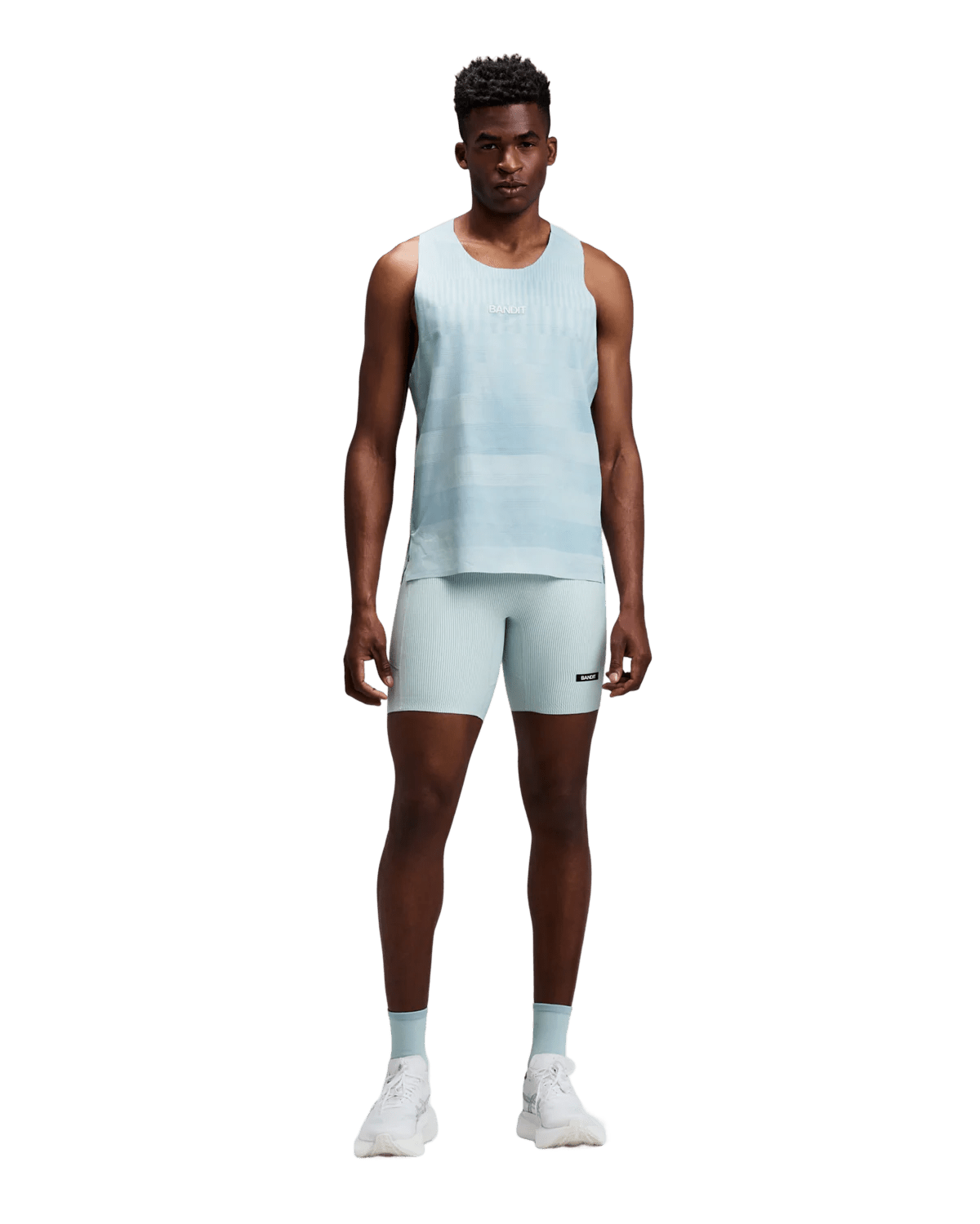 Bandit Men's CoolGrid™ Training Singlet with Flopack™ - Growing Grid - Lagoon / Mist - Interval Running