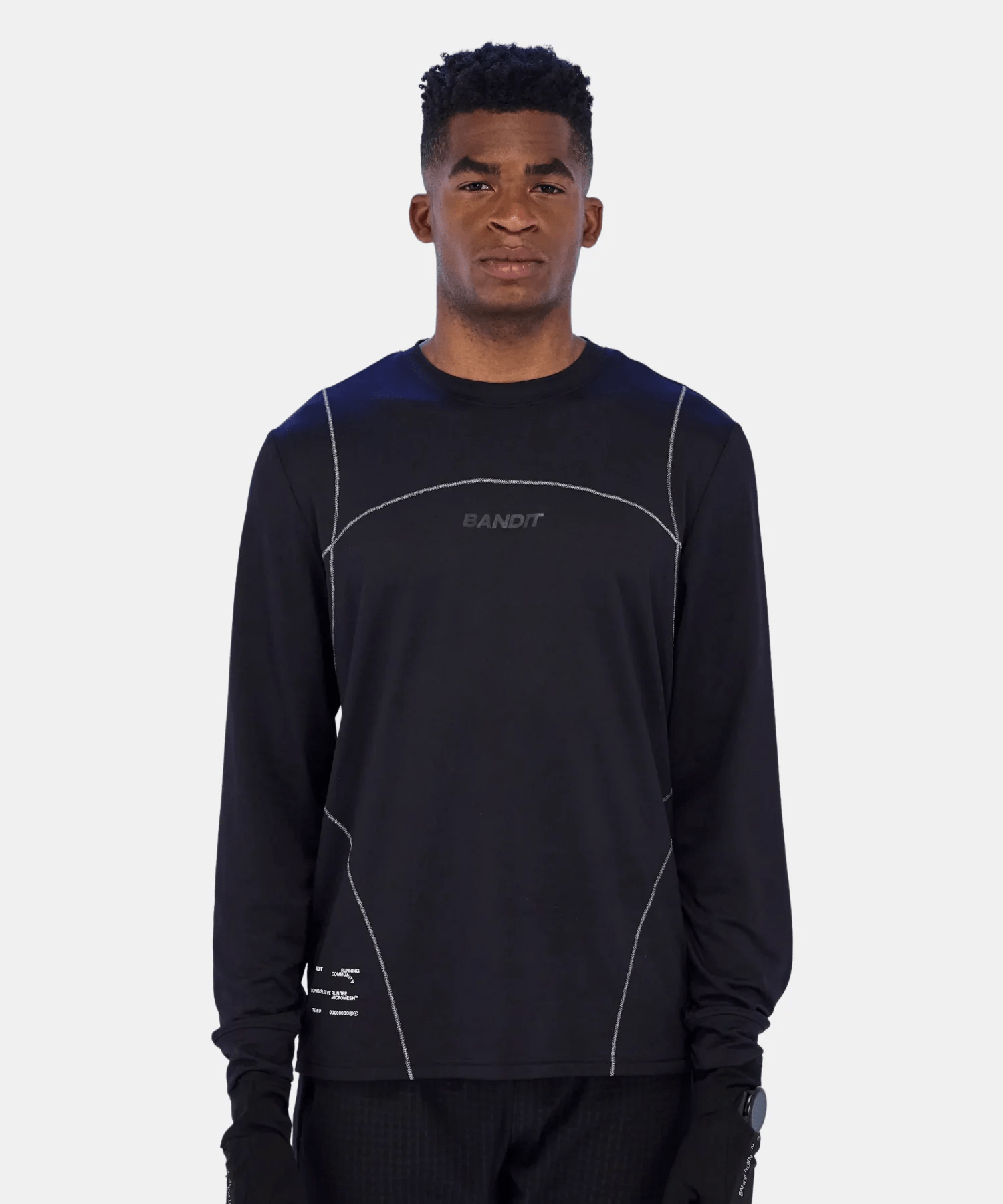 Bandit Men's Micromesh™ Reflecto Stitch™ Long Sleeve Tee - Black - Interval Running