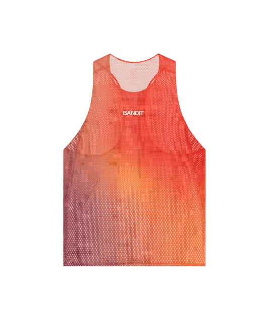 Bandit Men's Shredder™ Race Singlet with Flopack™ - Linear Gradient - Poppy / Copal - Interval Running