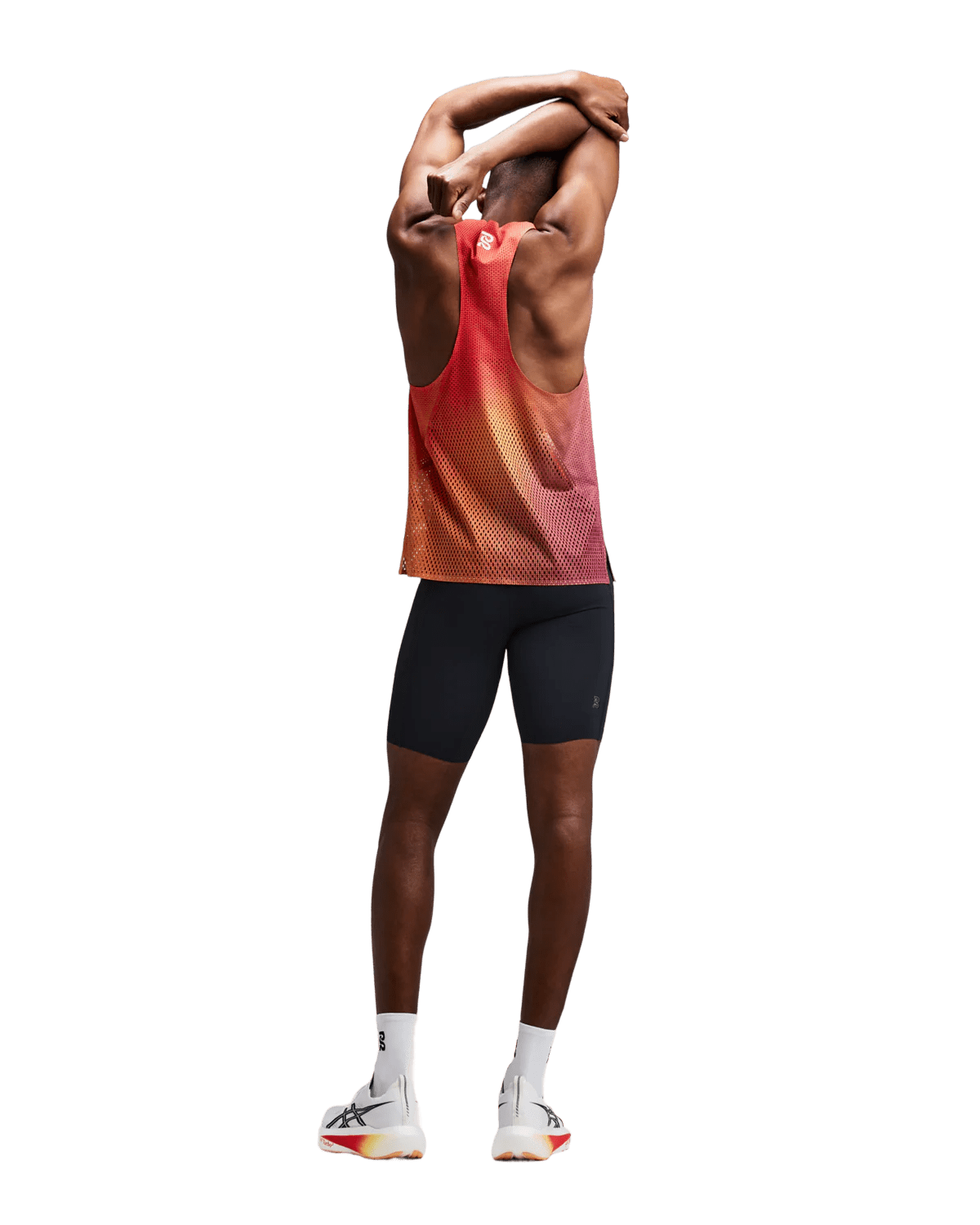 Bandit Men's Shredder™ Race Singlet with Flopack™ - Linear Gradient - Poppy / Copal - Interval Running