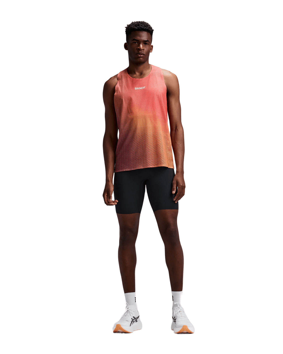 Bandit Men's Shredder™ Race Singlet with Flopack™ - Linear Gradient - Poppy / Copal - Interval Running