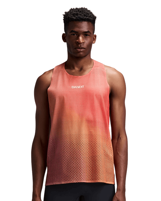 Bandit Men's Shredder™ Race Singlet with Flopack™ - Linear Gradient - Poppy / Copal - Interval Running