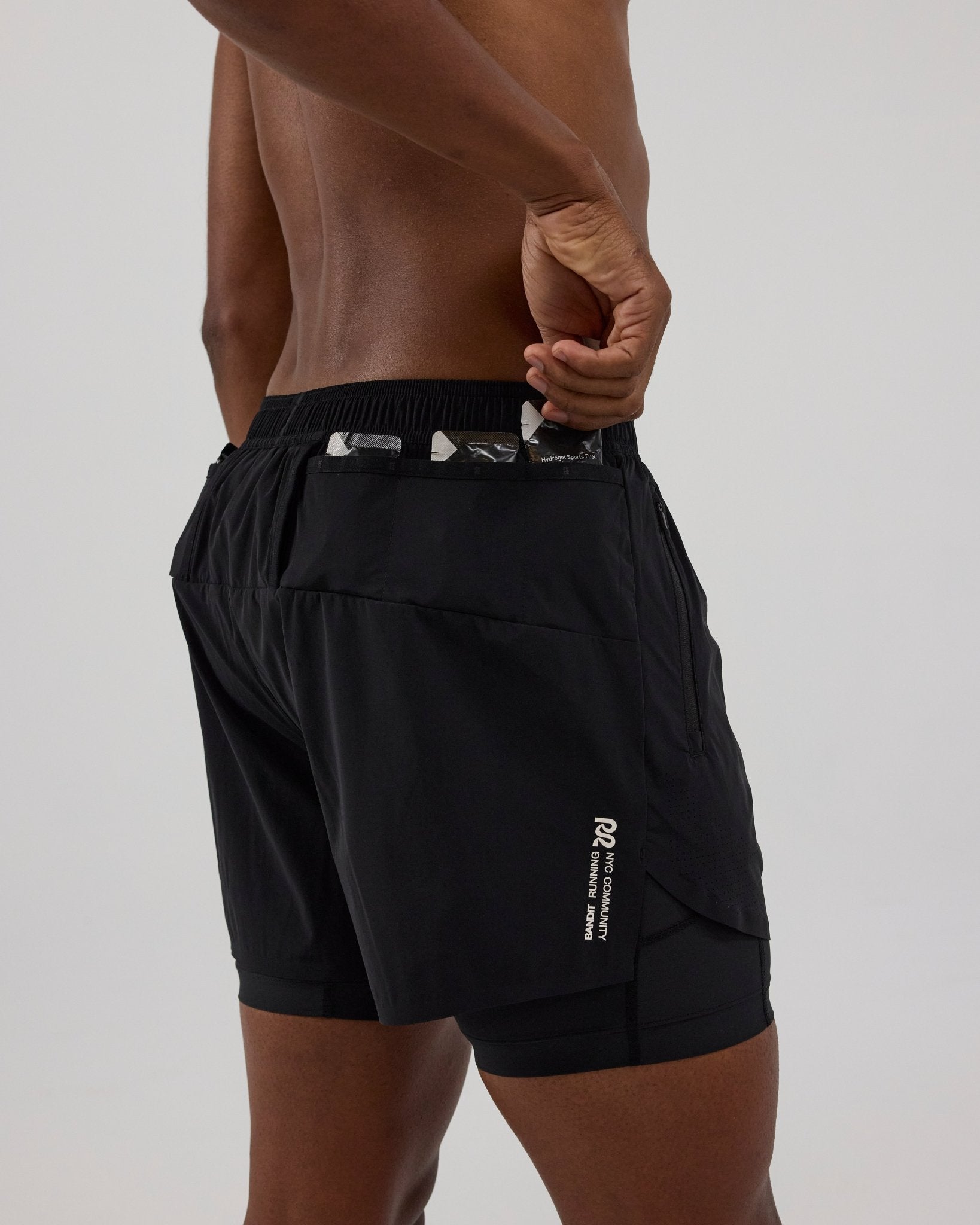 Bandit Men's Vento™ 2-In-1 Run Short - Black – Interval Running