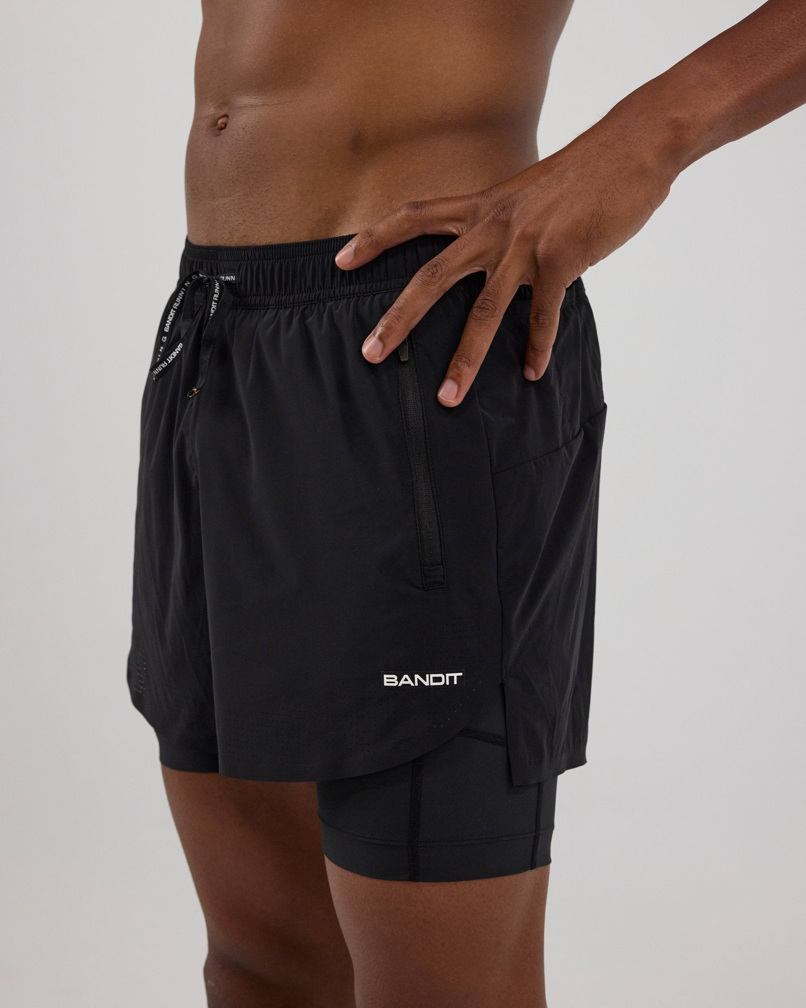 Bandit Men's Vento™ 2-In-1 Run Short - Black – Interval Running