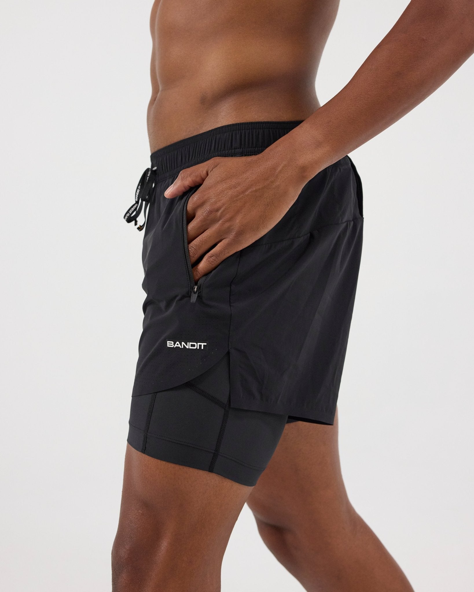 Bandit Men's Vento™ 2 - In - 1 Run Short - Black - Interval Running