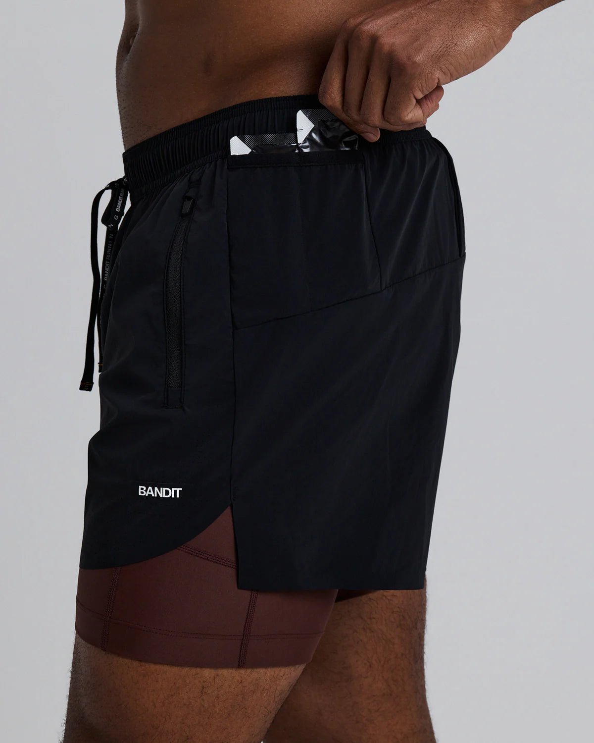 Bandit Men's Vento™ Next Gen 2 - In - 1 Run Short - Black / Cacao - Interval Running