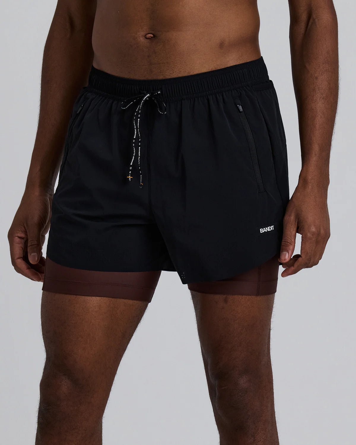 Bandit Men's Vento™ Next Gen 2 - In - 1 Run Short - Black / Cacao - Interval Running