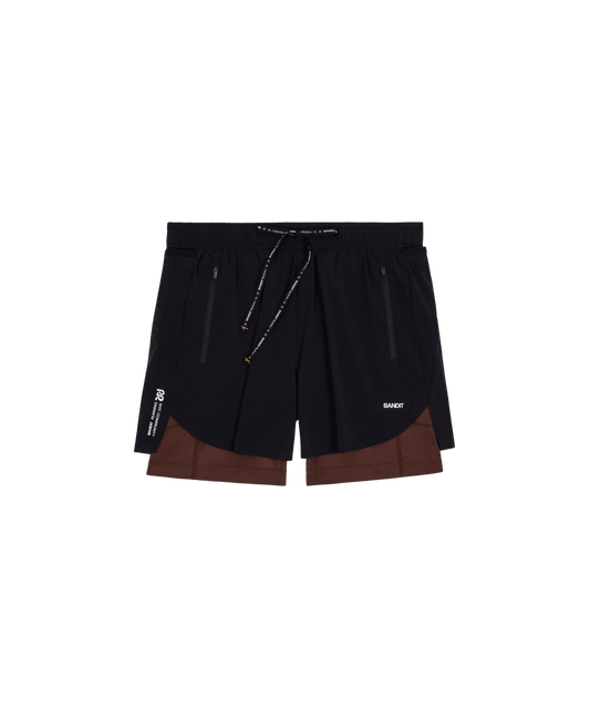 Bandit Men's Vento™ Next Gen 2 - In - 1 Run Short - Black / Cacao - Interval Running