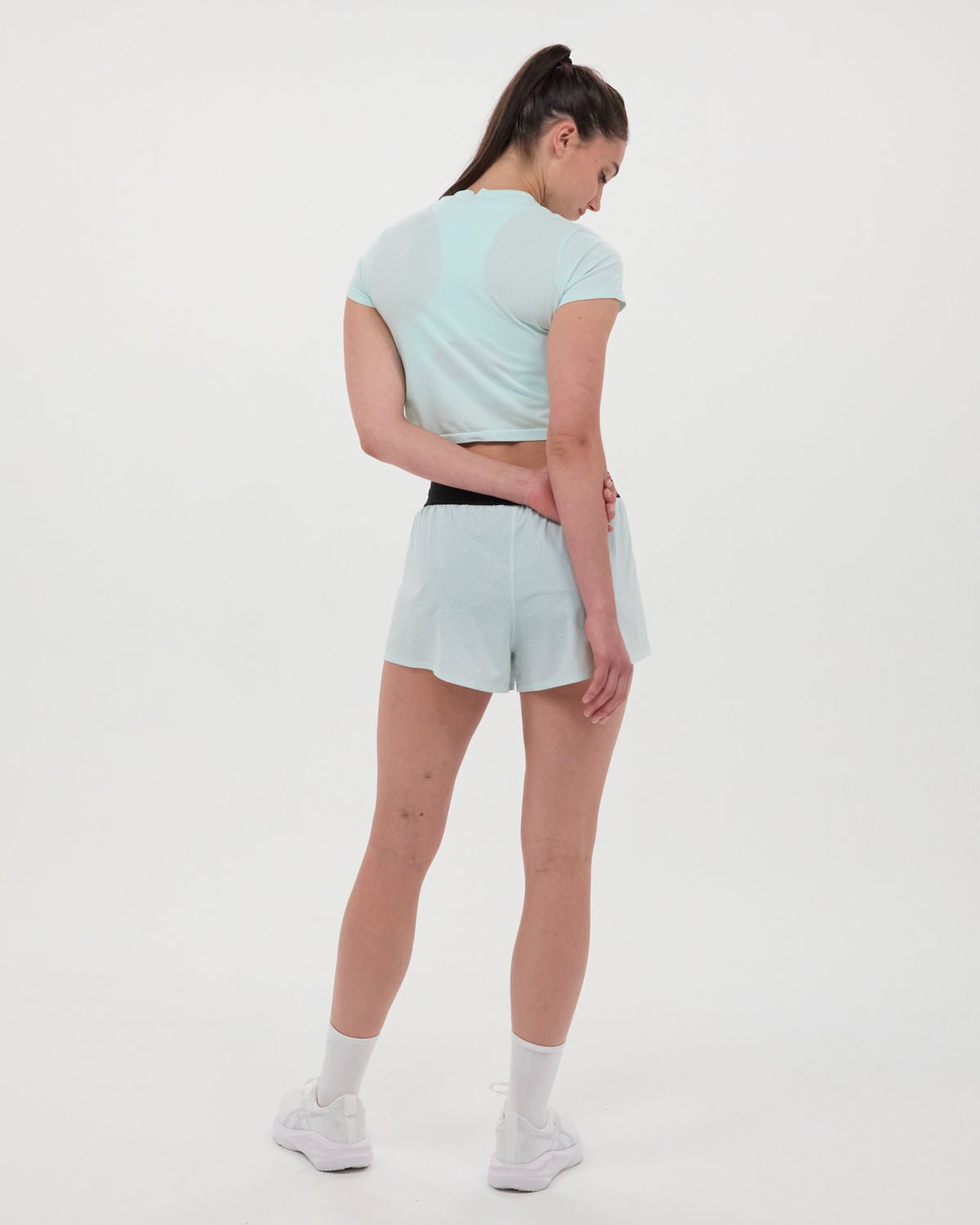 Bandit Mercury Seamless™ Women's Crop Tee - Minty Blue - Interval Running