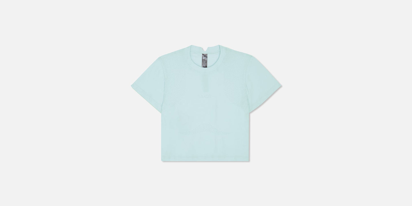 Bandit Mercury Seamless™ Women's Crop Tee - Minty Blue - Interval Running