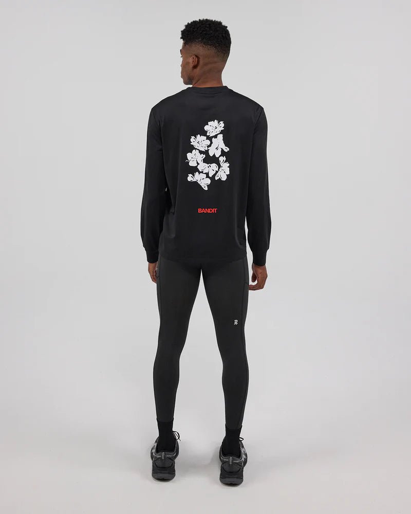 Bandit NanoMesh™ Abstract Floral Long Sleeve - Black - Interval Running