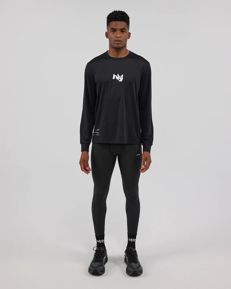 Bandit NanoMesh™ Abstract Floral Long Sleeve - Black - Interval Running