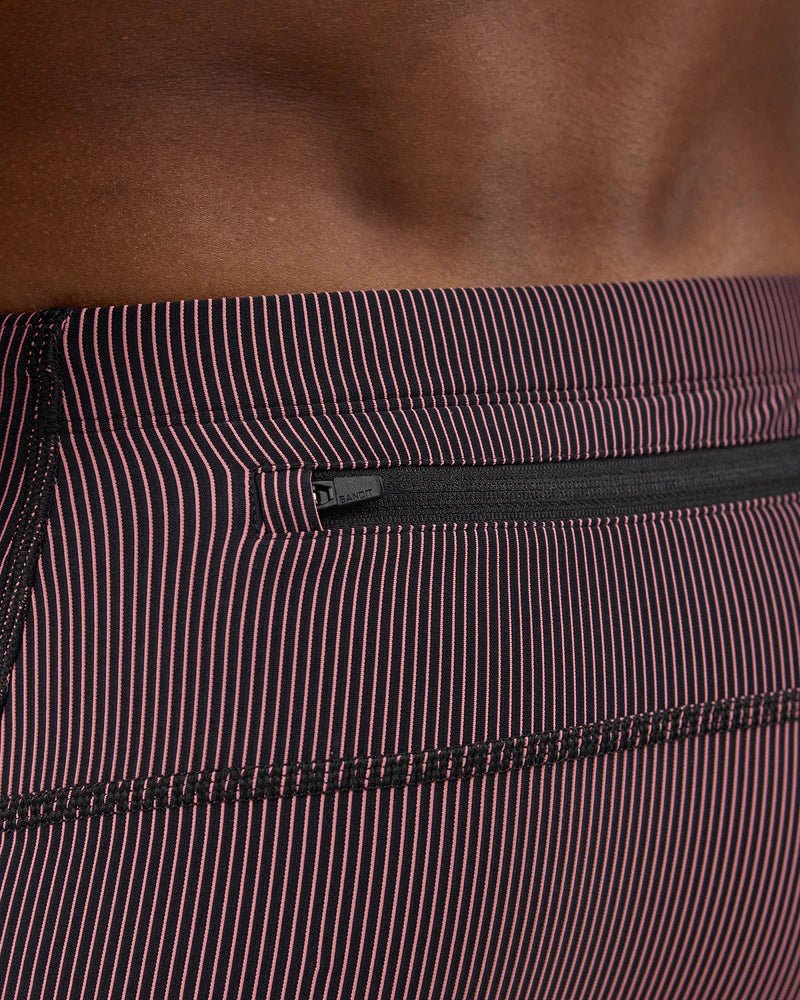 Bandit Striped Cadence™ 7 Pocket Half Tights - Black with Mauve - Interval Running