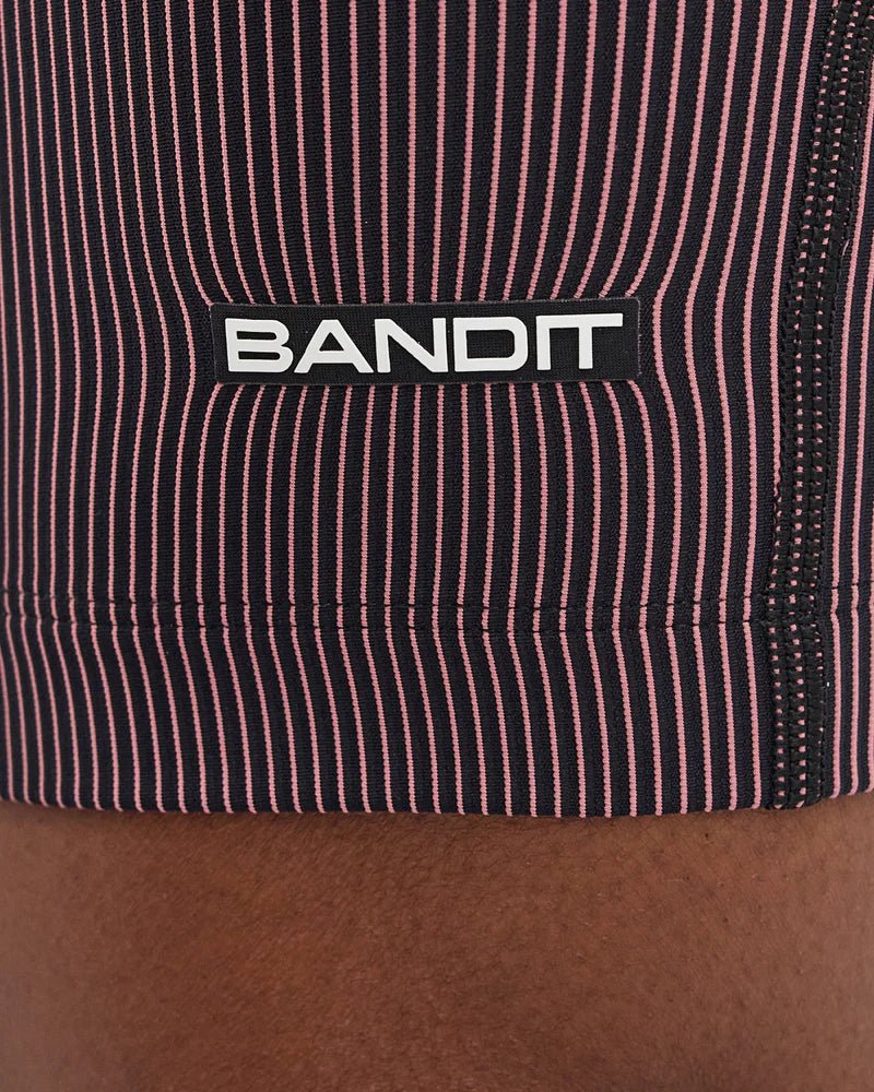 Bandit Striped Cadence™ 7 Pocket Half Tights - Black with Mauve - Interval Running