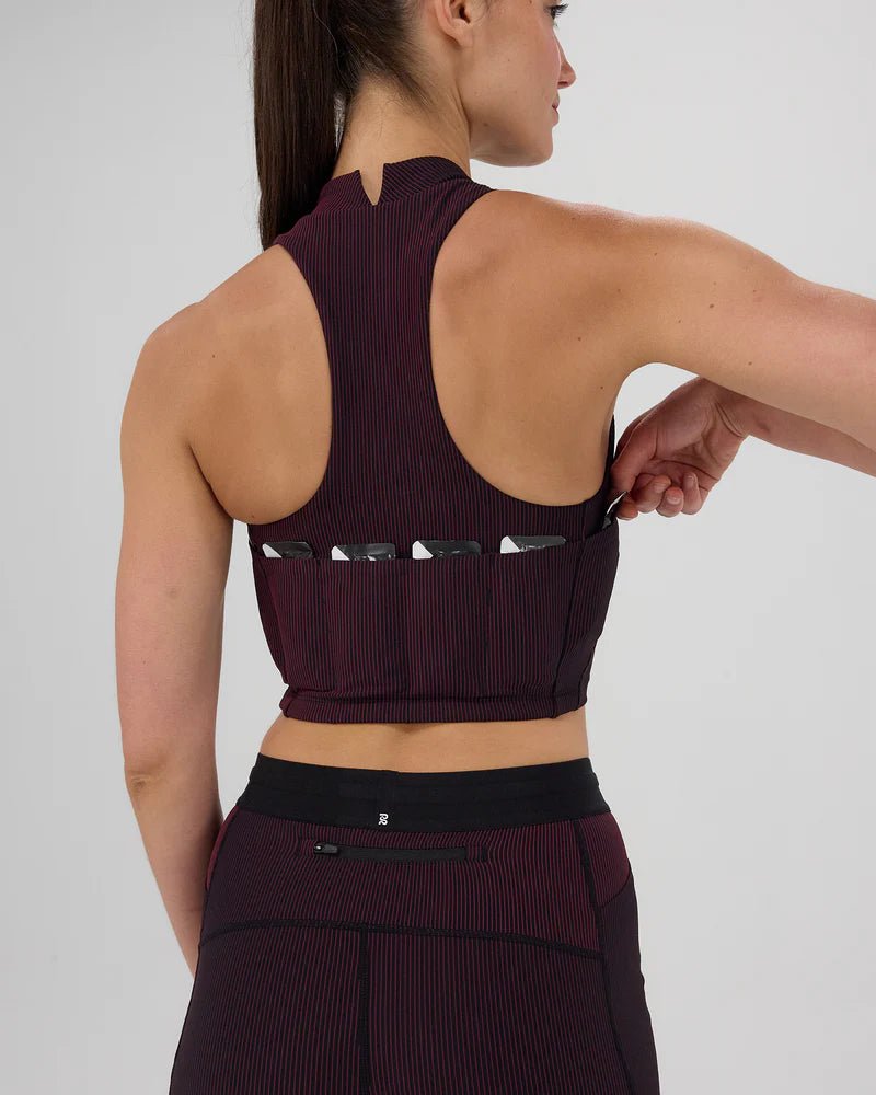 Bandit Striped Cadence™ Vaso Race Crop - Black / Fig - Interval Running