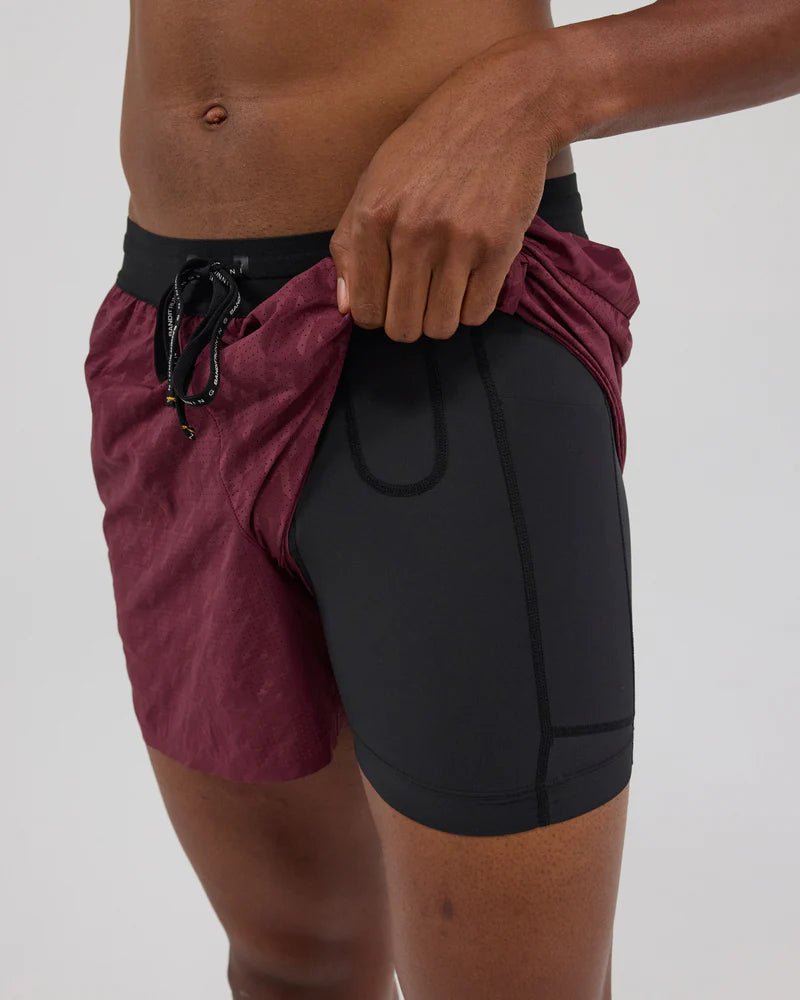 Bandit Vento™ 5" Coerver97 Cheque Training Short, Men's - Fig - Houndstooth Fig - Interval Running